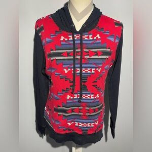 Ralph Lauren Red and Black Geometric Hoodie Sweater